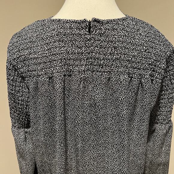 Michael Kors Georgette Smocked Bell Sleeve Floral Print Peasant Blouse Size M - Picture 7 of 14